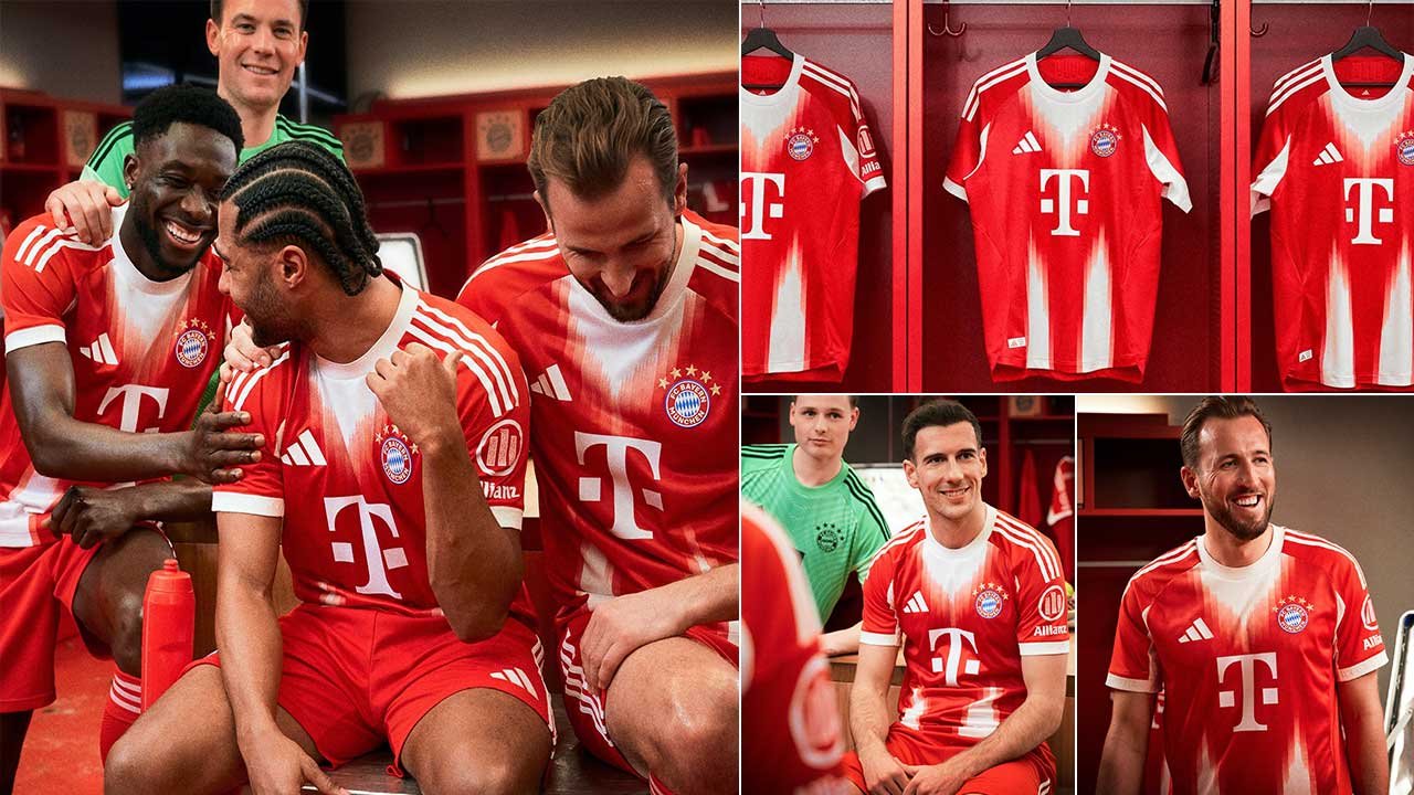 FC Bayern 2025/26 adidas home kit front view”