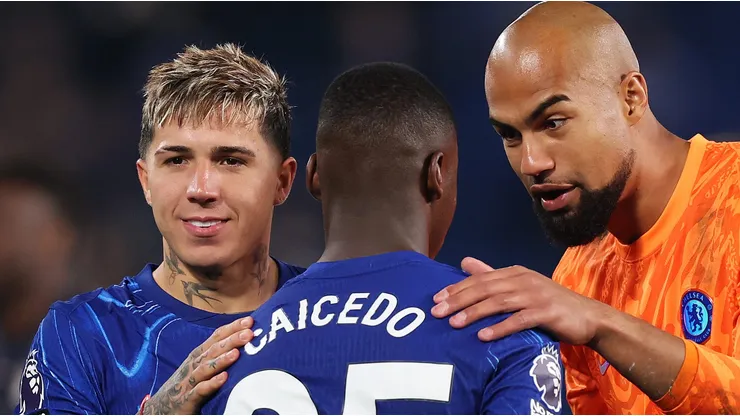 Chelsea players chat after a game against Tottenham