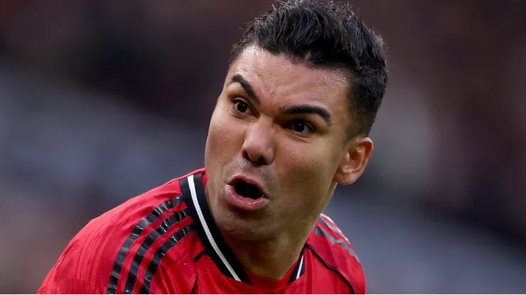 Casemiro celebrates his goal for Manchester United