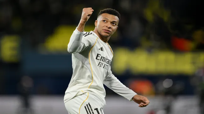 Mbappé celebrates a goal for Real Madrid