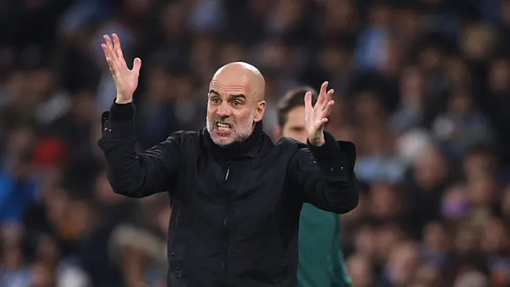 Pep Guardiola in action for Manchester City